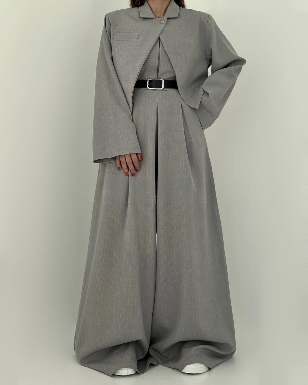 Loray - طقم جامبسوت وجاكيت بساقين واسعتين بملمس ناعم