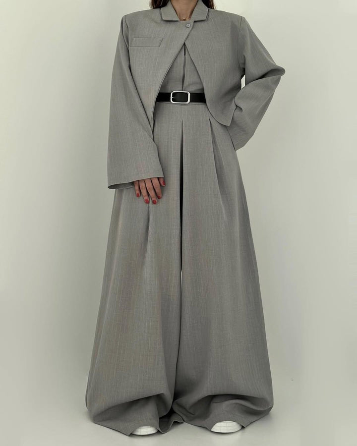 Loray - طقم جامبسوت وجاكيت بساقين واسعتين بملمس ناعم