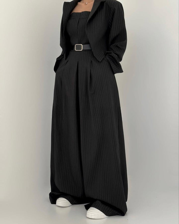 Loray - طقم جامبسوت وجاكيت بساقين واسعتين بملمس ناعم