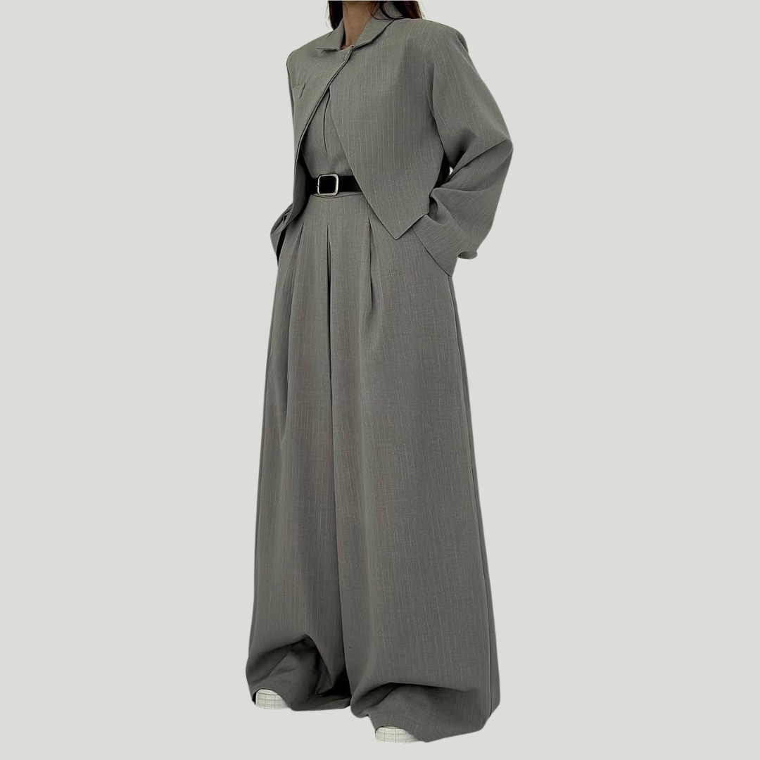 Loray - طقم جامبسوت وجاكيت بساقين واسعتين بملمس ناعم