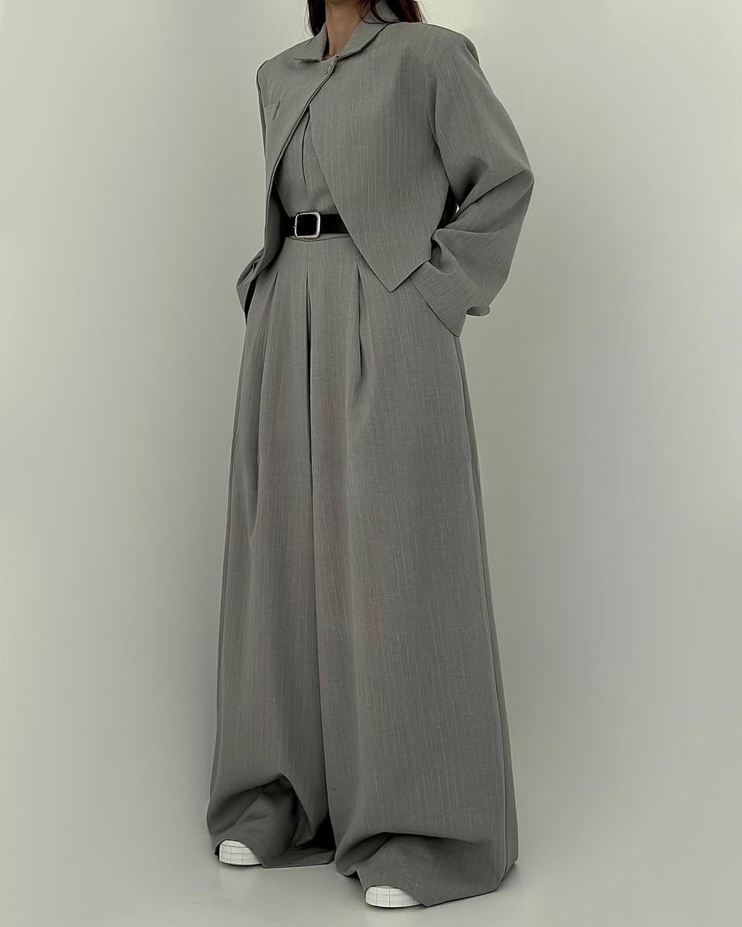 Loray - طقم جامبسوت وجاكيت بساقين واسعتين بملمس ناعم