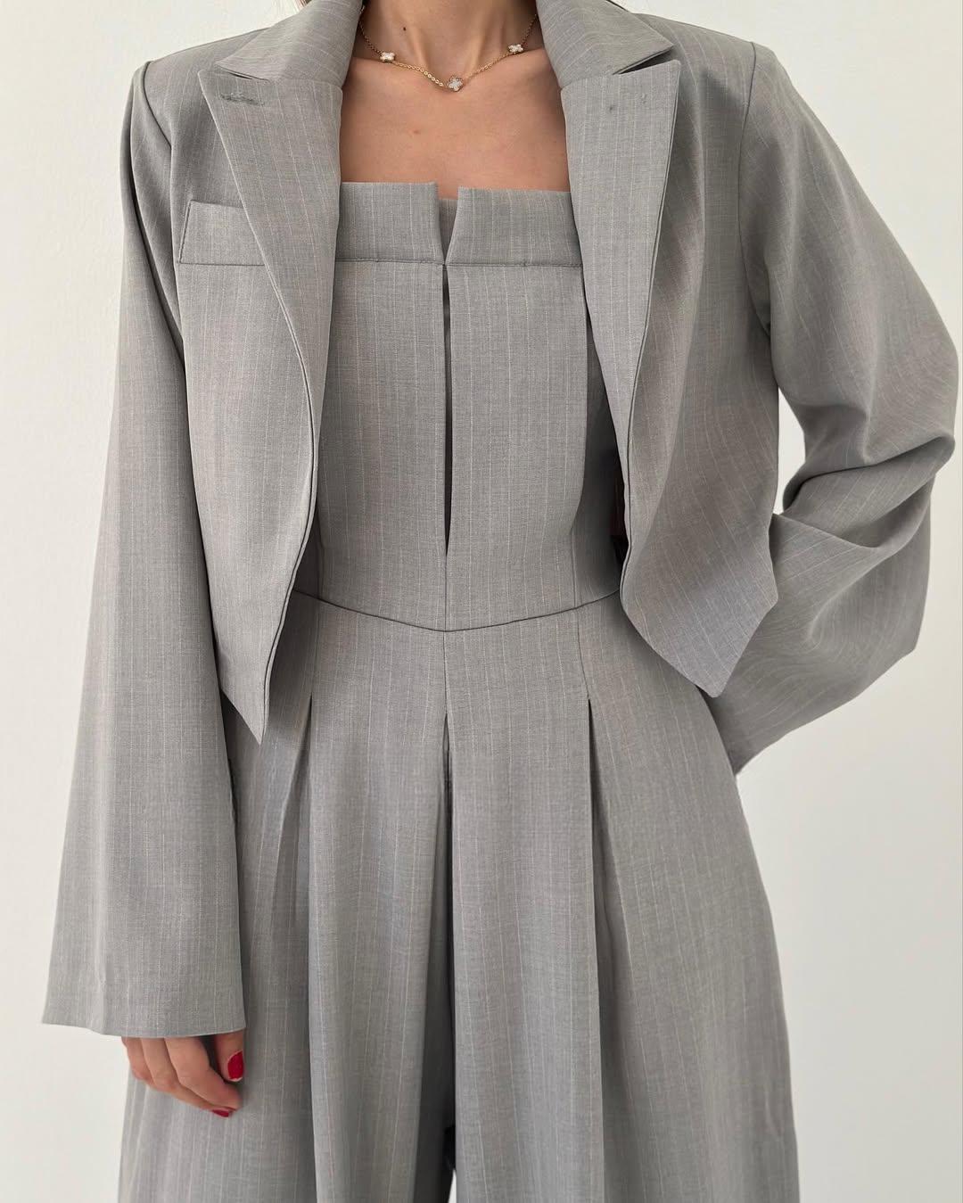 Loray - طقم جامبسوت وجاكيت بساقين واسعتين بملمس ناعم