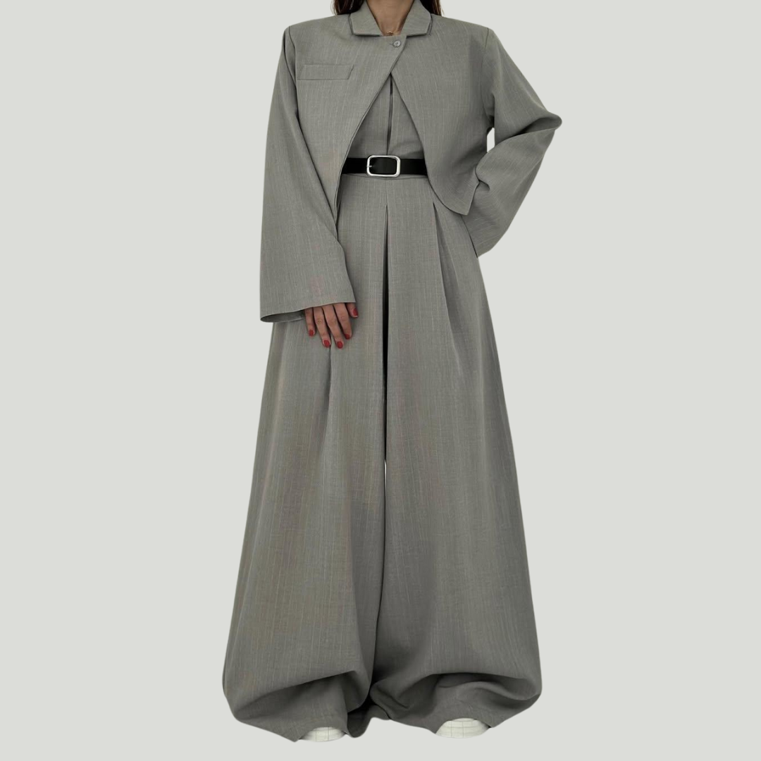 Loray - طقم جامبسوت وجاكيت بساقين واسعتين بملمس ناعم