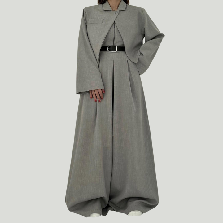 Loray - طقم جامبسوت وجاكيت بساقين واسعتين بملمس ناعم