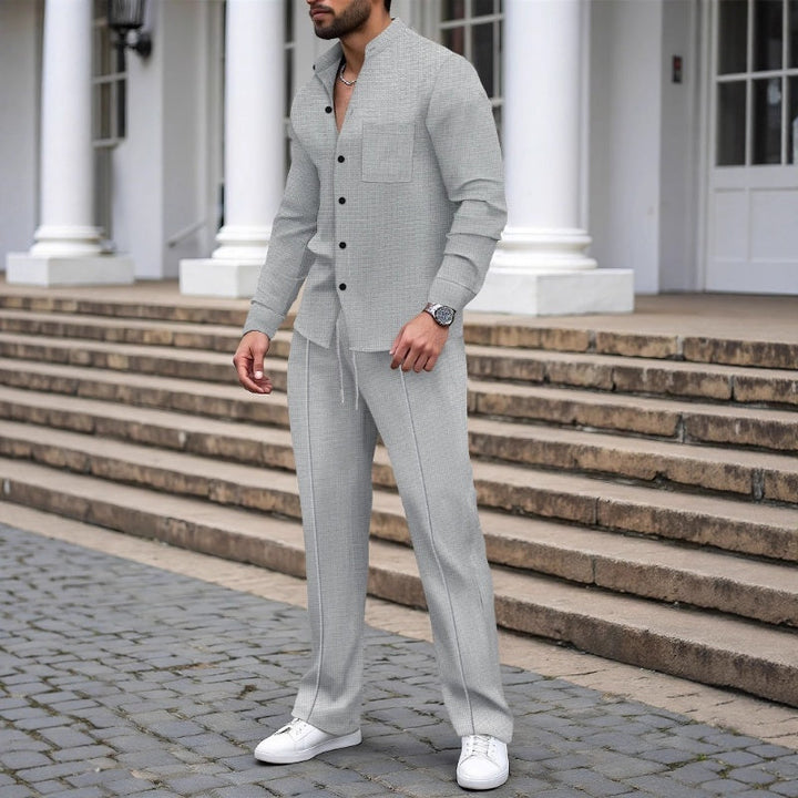 Ashton - طقم قميص وبنطال بنسيج وافل